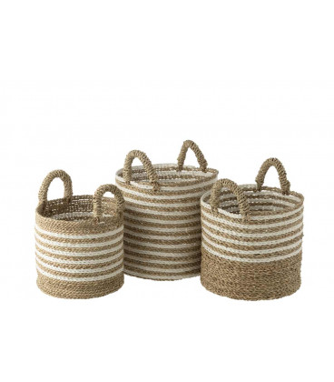 Set 3 Panier Raye Raffia