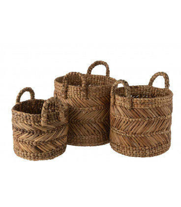 Set 3 Panier Tresse Raffia Naturel