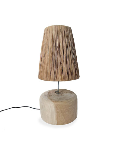 Lampe de table en bois de teck De Grass - Naturel