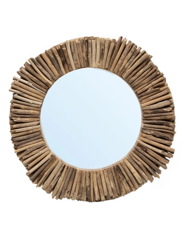 Miroir en bois flotté Halo - Naturel - M