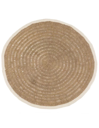 Tapis Rond en Seagrass & Coton - Blanc Naturel - 200