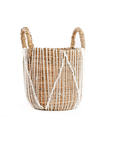 Panier macramé droit - Naturel Blanc - S