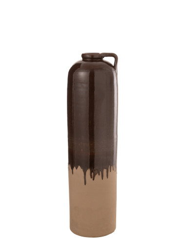 Poignée de vase en céramique beige/marron de taille moyenne