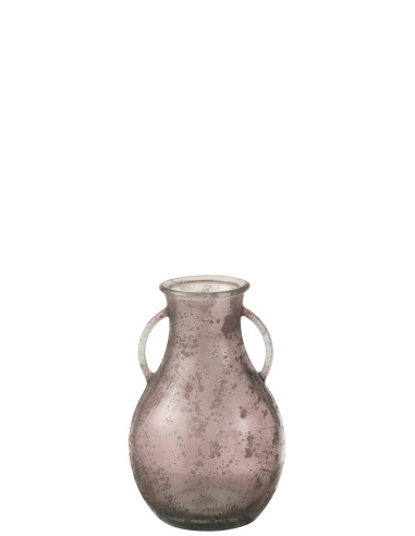 Vase Bouteille Avec 2 Poignées Verre Antique Rose