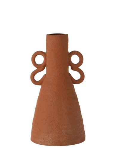 Conception de vase avec poignée en terre cuite orange