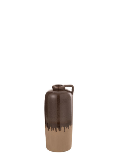 Poignée de vase en céramique beige/marron, petite