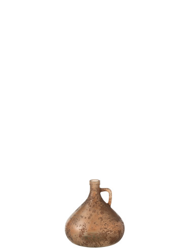 Vase bouteille avec poignée en verre marron