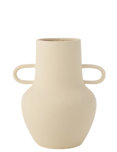 Vase Cruche 2 Poignées Grès Beige Grand