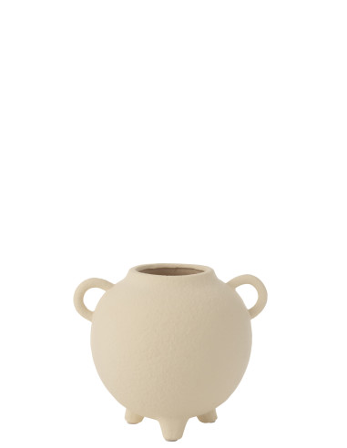 Vase Cruche Ronde en Grès Beige