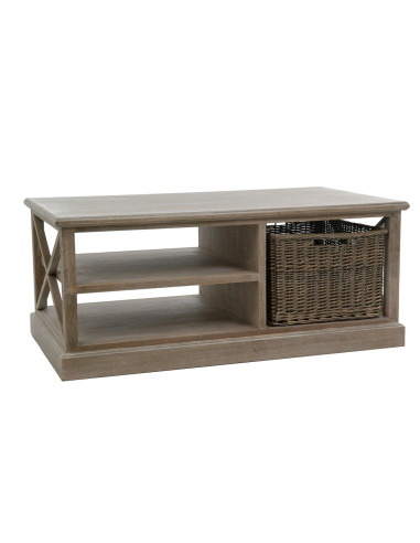 Table basse Rh 2 étagère/panier en bois gris W