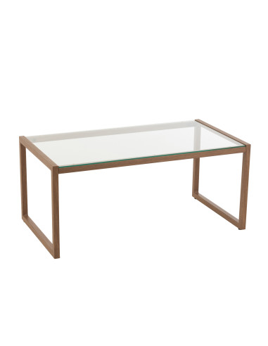 Table basse rectangulaire en métal/verre brun foncé