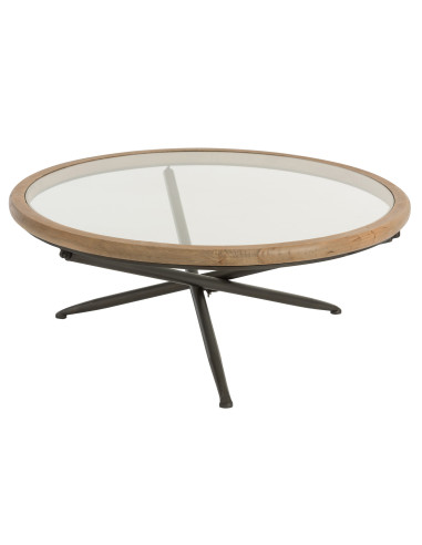 Table ronde en bois/verre marron L