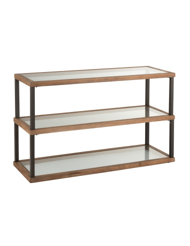 Console 3 Niveaux Verre/Bois MarronJ-Line