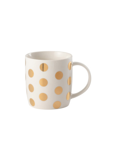 Tasse Ronde en Porcelaine Blanche / OrJ-Line