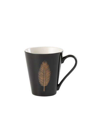 Tasse Plume Porcelaine Noir / OrJ-Line