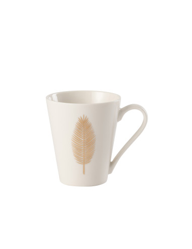 Tasse Plume Porcelaine Blanc / OrJ-Line