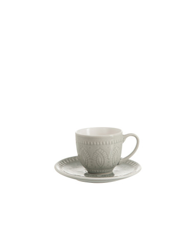 Tasse + Sous-verre Boho en céramique grisJ-Line