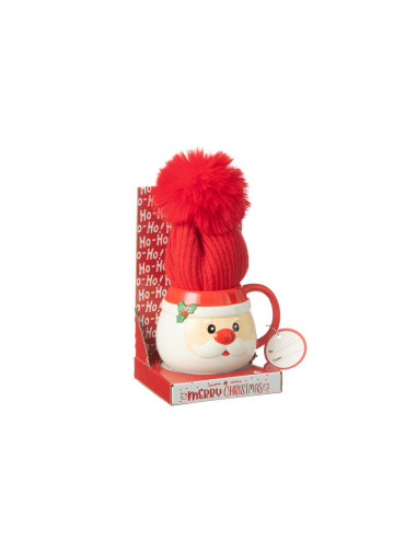 Tasse + Bonnet Père Noël dans une boîte cadeau en céramique assortieJ-Line