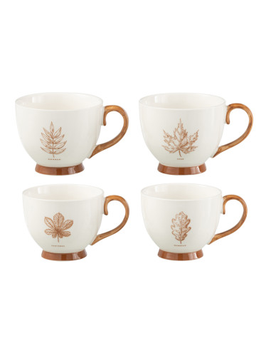 Boîte de 2 grands mugs feuille Windownbox en céramique marron assortiment de 2J-Line