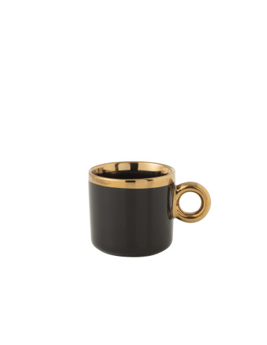 Boîte de 1 tasse en céramique noire/orJ-Line