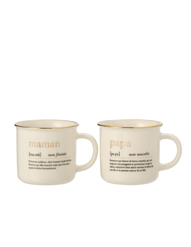 Mug Message Maman Papa Ceramic Gold Assortment Of 2J-Line