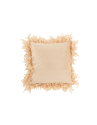 Coussin Plumes Polyester Rose/BeigeJ-Line