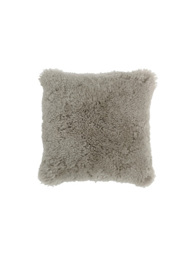 Coussin carré en peau de mouton gris clairJ-Line