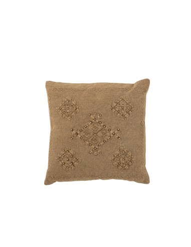 Broderie de coussin en coton marronJ-Line