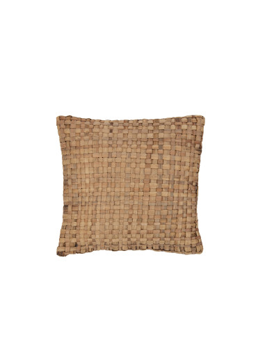 Coussin carré 1 côté en roseau/textile naturel petitJ-Line