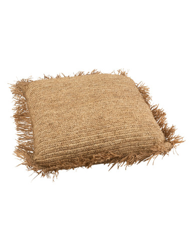 Coussin carré en raphia naturel grandJ-Line