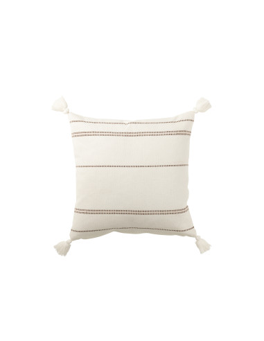 Coussin 4 glands coton blanc/marronJ-Line