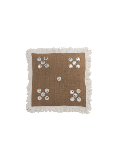 Miroirs de coussin dans les coins en jute naturel/blancJ-Line