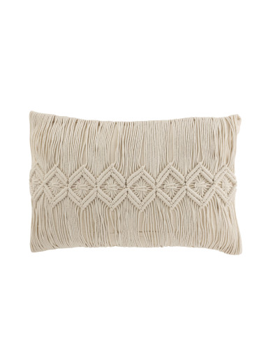 Ligne de coussin en macramé rectangulaire en coton blanc casséJ-Line