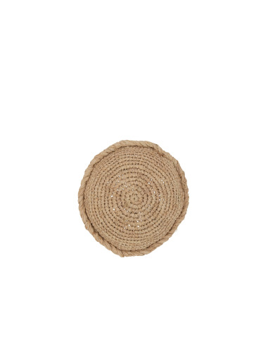 Coussin rond 1 côté en jonc/textile naturelJ-Line