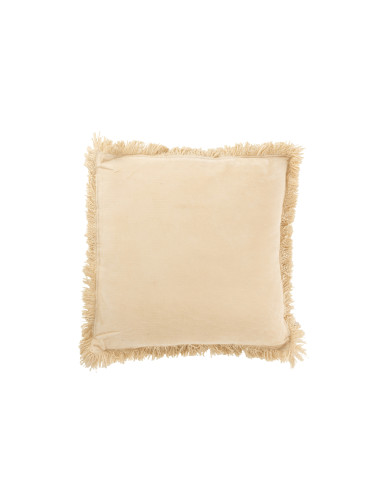 Frange de coussin en velours de coton beigeJ-Line