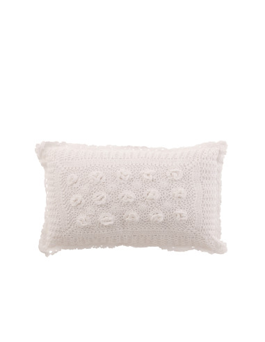 Coussin rectangle en dentelle en coton blancJ-Line