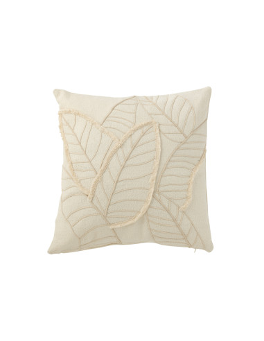 Coussin Feuille Textile BlancJ-Line