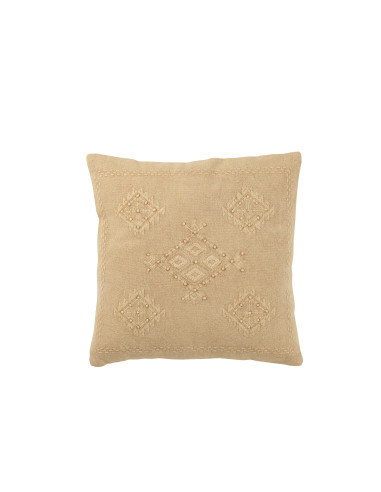 Broderie de coussin en coton beigeJ-Line