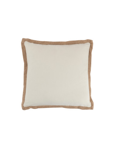 Bordure de coussin carré tissée en polyester beigeJ-Line