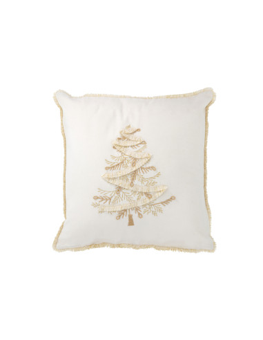 Coussin Arbre Textile Blanc/OrJ-Line