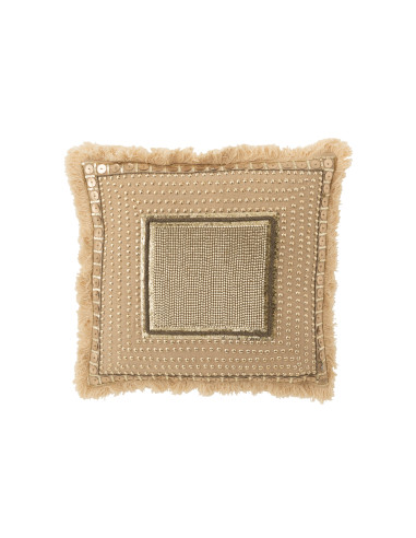 Bordure de coussin en coton beige/blanc IbizaJ-Line