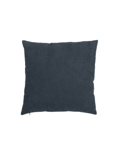 Coussin côtelé carré en velours gris bleuJ-Line