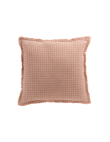 Motif gaufre coussin en coton rose clairJ-Line