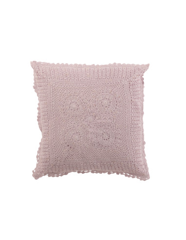 Coussin carré en dentelle de coton violetJ-Line