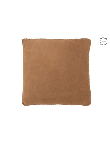 Coussin en cuir tissé camelJ-Line