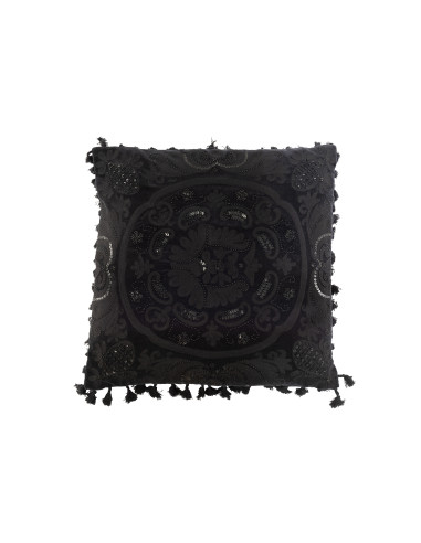 Coussin en coton marocain noirJ-Line