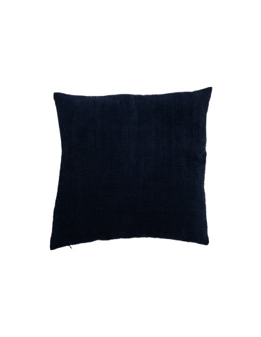 Coussin côtelé carré en velours bleuJ-Line