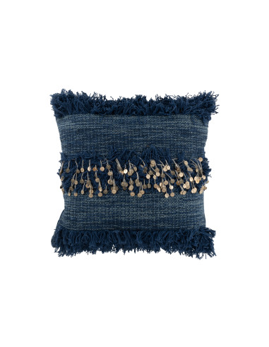 Bordure de coussin en coton bleu miroirJ-Line