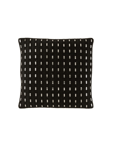 Coussin miroir rectangle en coton noir/argentJ-Line