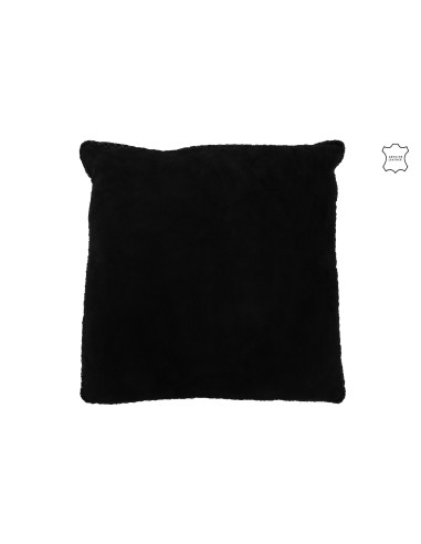 Coussin en cuir tissé noirJ-Line